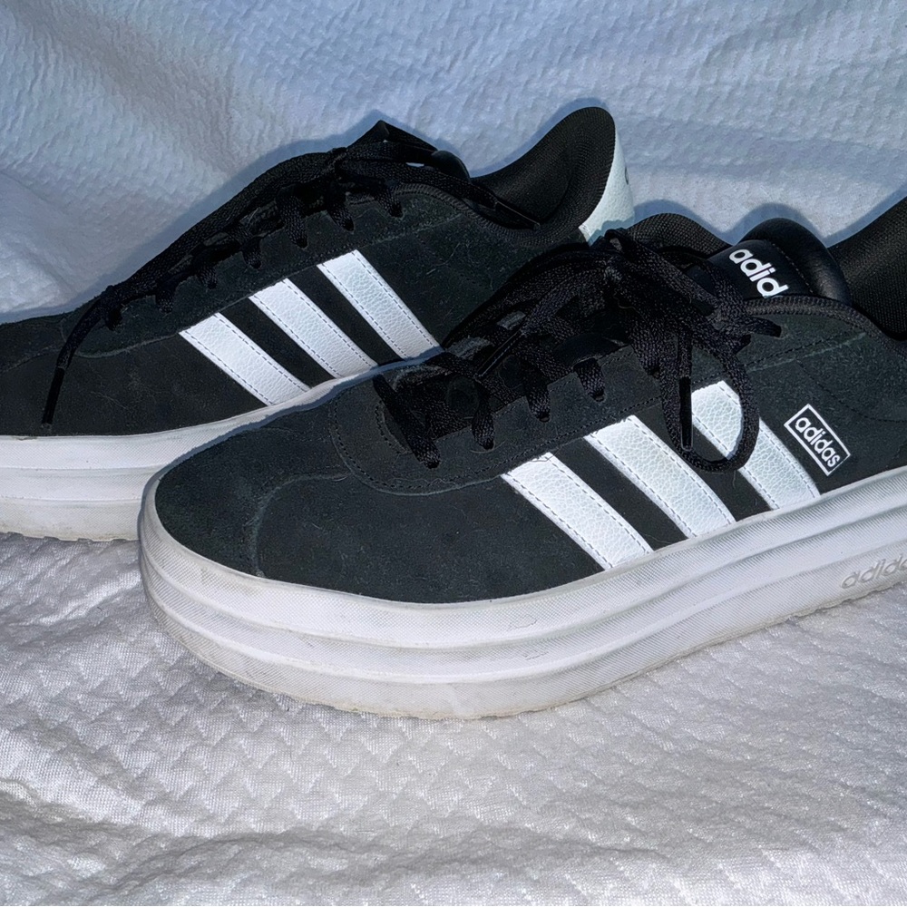 Adidas Women's VL Court Bold platform black suede sneakers